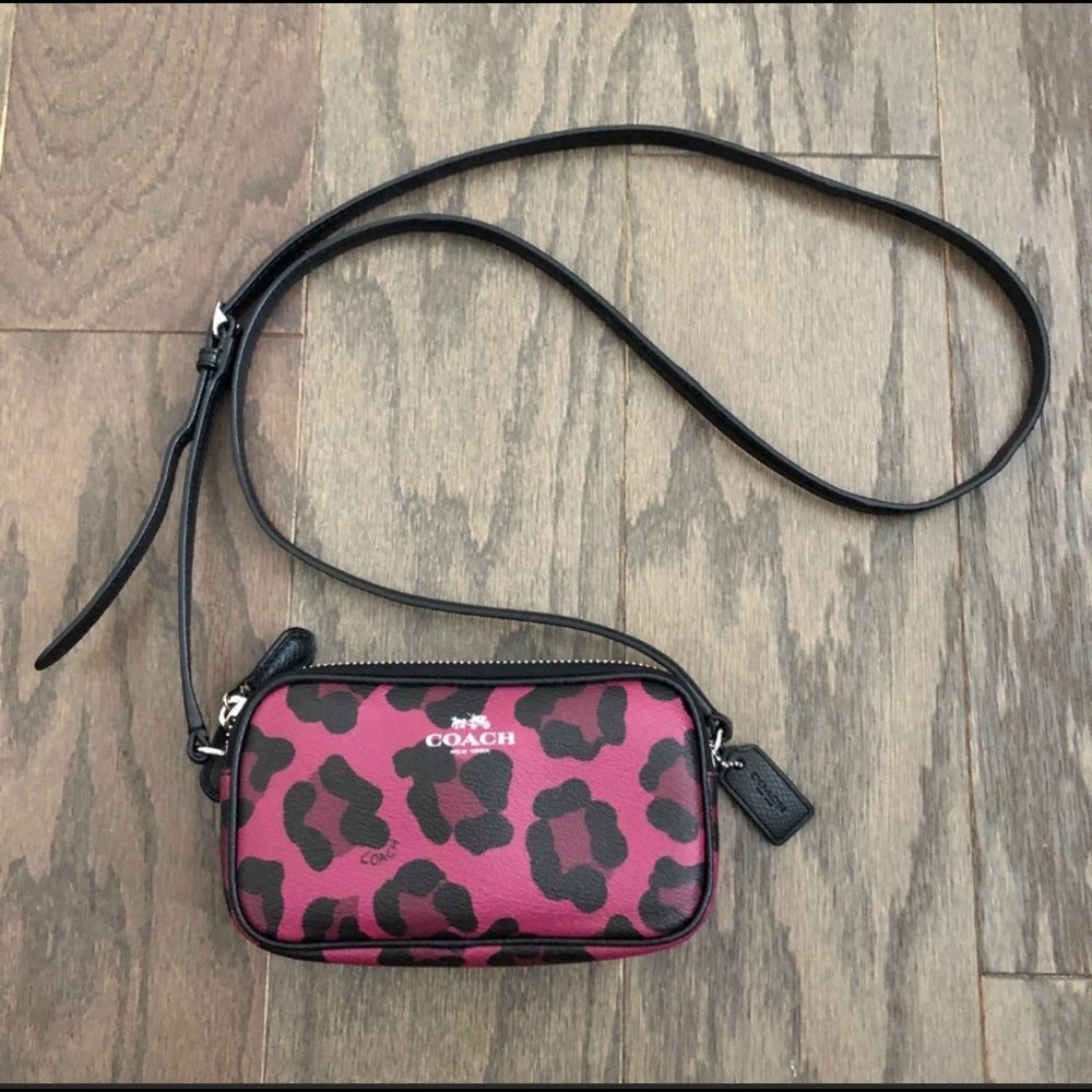 Coach Pouch Ocelot Printed Coated Canvas Crossbody